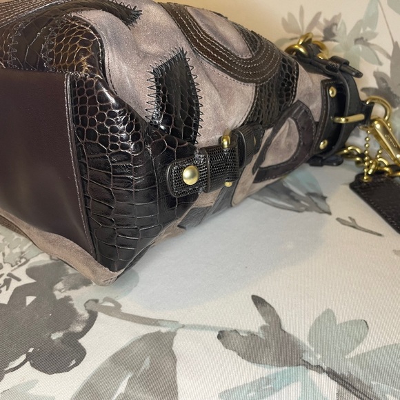 Coach 14339 Brown Suede Leather C Inlay Purse - Picture 12 of 16